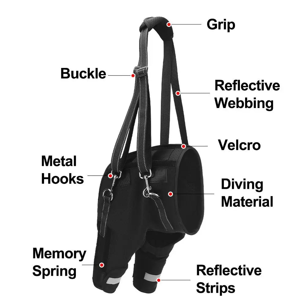 Legs Hip Support Dog Lift Harness Adjustable Black Pet Aid Assist Tool Breathable Soft Padded Dog Rear Leg Support