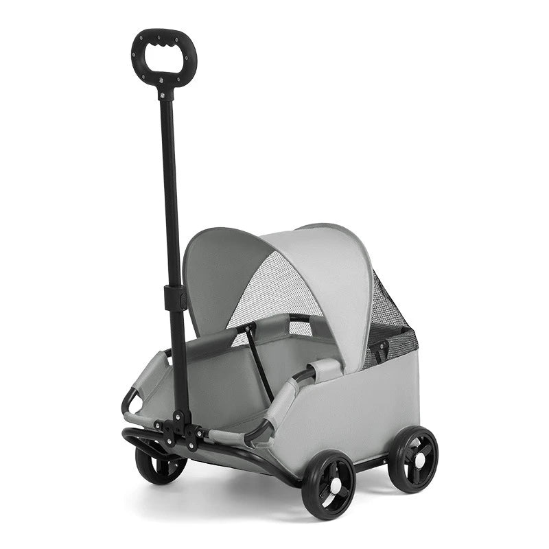 Pet Stroller with Sun Cover - Portable, Breathable, 4 Wheels, Travel Carrier for Small & Medium Pets