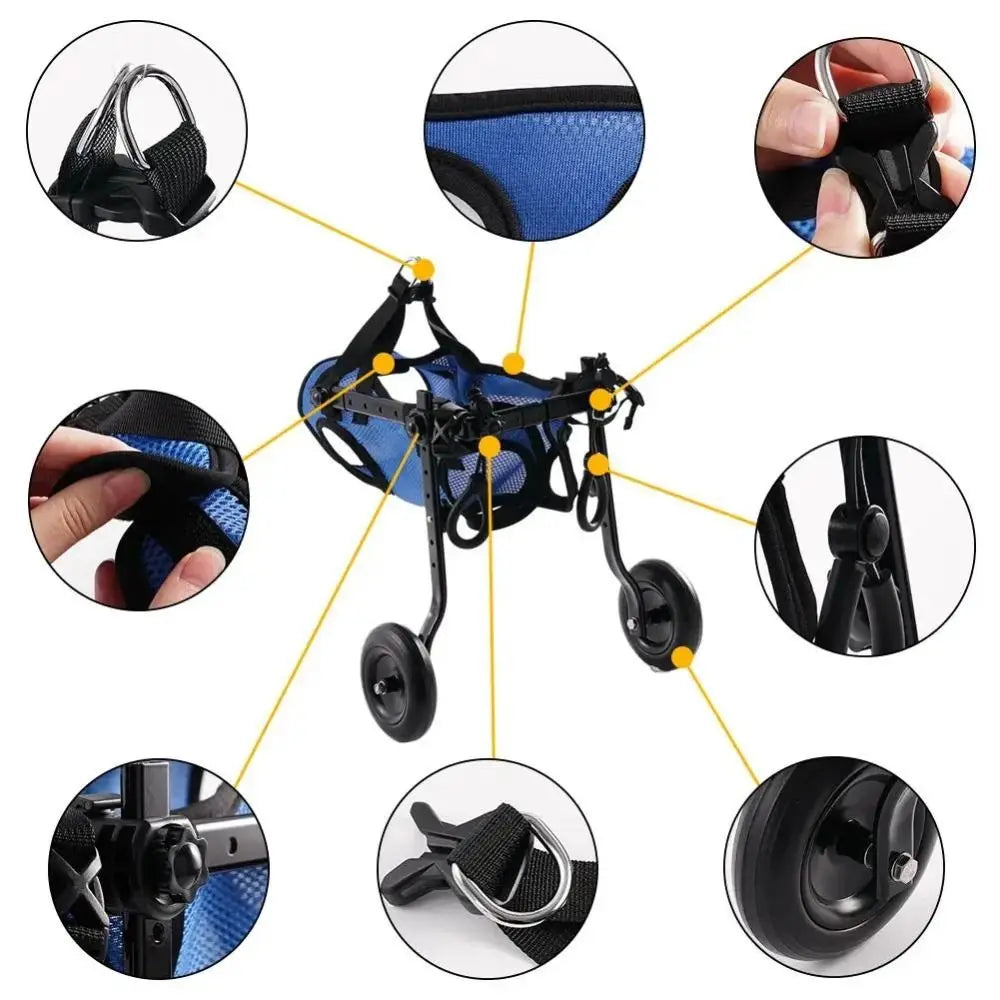 Adjustable Pet Walk Booster Walking Wheels Durable Pet Hind Legs Bracket Blue Pet Walk Tool Cat Recovery Aid Car Disability Dog