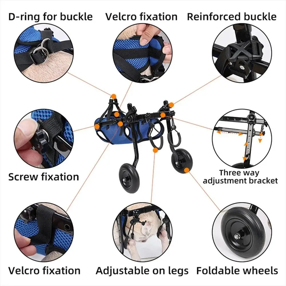 Adjustable Pet Walk Booster Walking Wheels Durable Pet Hind Legs Bracket Light Pet Walk Tool Cat Recovery Aid Car Disability Dog